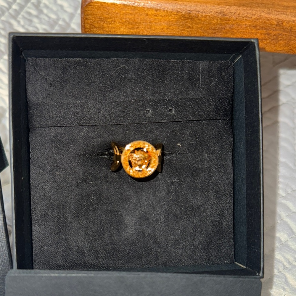 Versace Gold plated Ring with Bold Gemstone Design ( in stores 8M) NWT NIB - Picture 8 of 13
